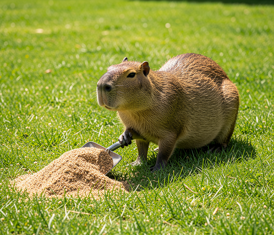 Capybara spreading fertilizer